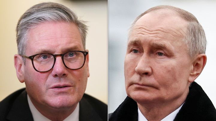 UK PM Keir Starmer and Russian president Vladimir Putin