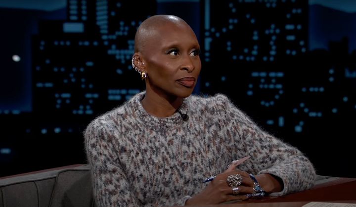 Cynthia Erivo being interviewed on Monday's edition of Jimmy Kimmel Live