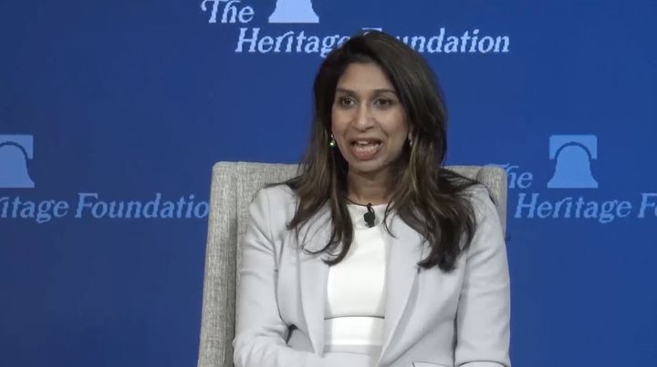 Suella Braverman speaking at the Heritage Foundation