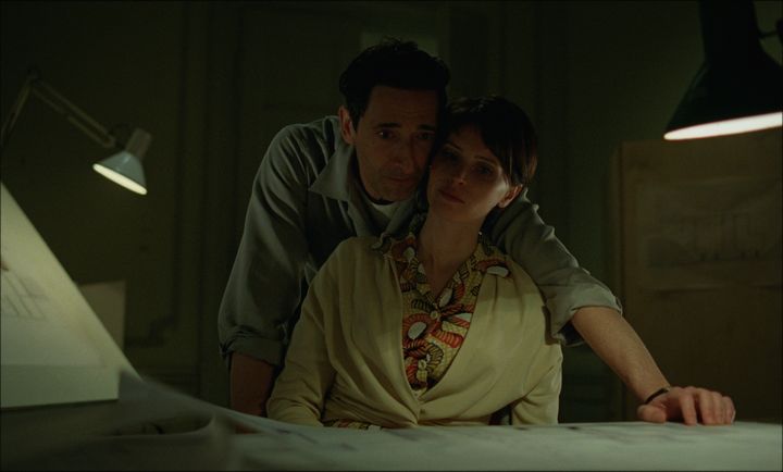 Adrien Brody (left) and Felicity Jones in "The Brutalist."