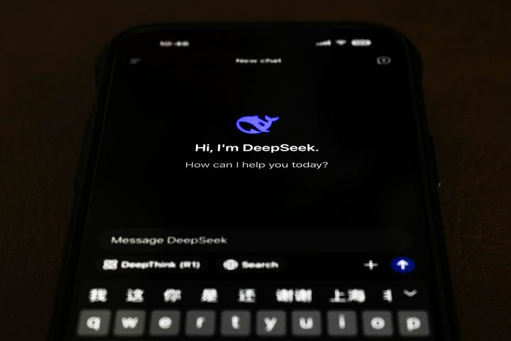 The page for the smartphone apps DeepSeek is seen on a smartphone screen in Beijing, Tuesday, Jan. 28, 2025. (AP Photo/Andy Wong)