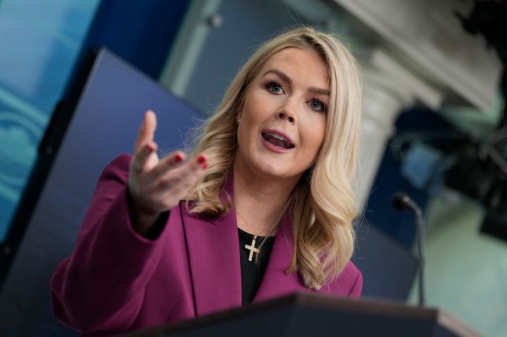 White House press secretary Karoline Leavitt speaks at the daily briefing at the White House on Jan. 28, 2025.