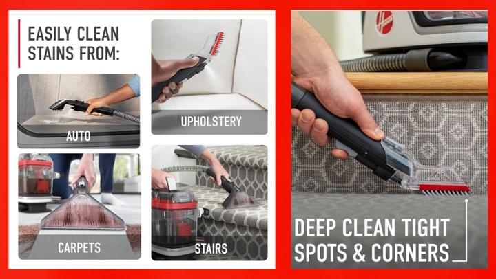 The Hoover CleanSlate Plus has a special attachment to clean tight corners.