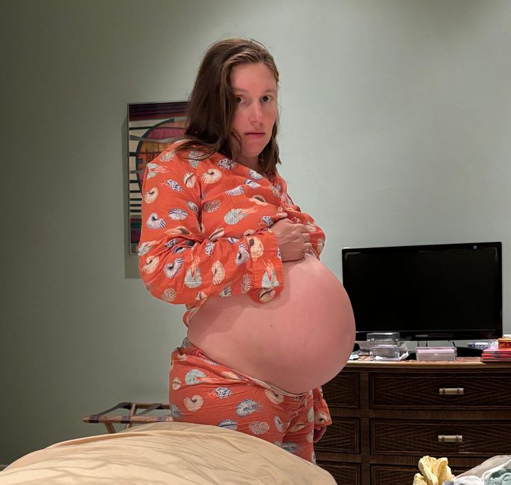 The author just shy of 30 weeks pregnant.