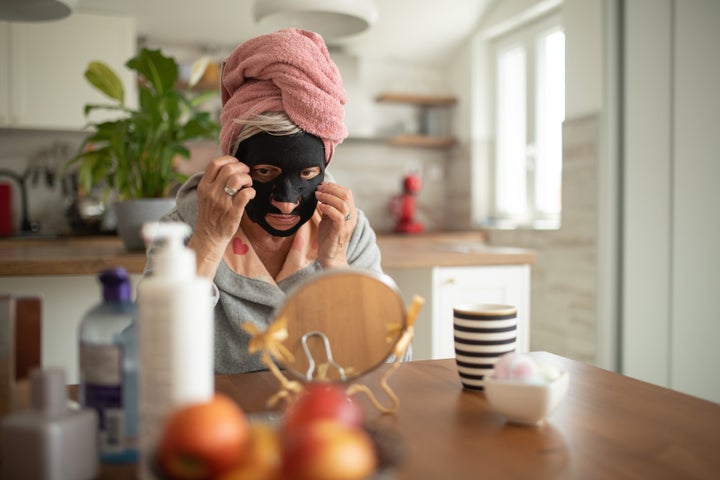 The idea is that you go to bed wearing a ton of beautifying products, and wake up in the morning to shed them off.