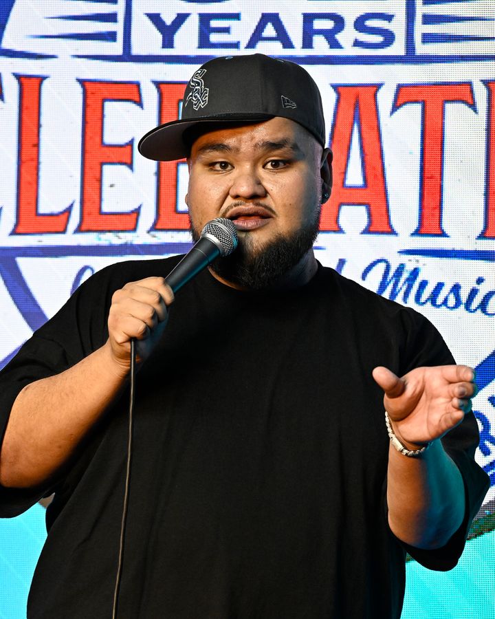 Comedian Ken Flores, in the photo appearing at the Ice House Comedy Club in 2024, died at the age of 28.