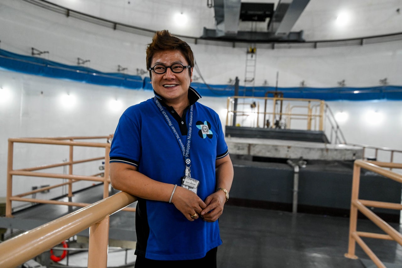 PNRI's Ryan Olivares gives a tour of the PRR-1 SATER reactor, housed under an egg-shaped dome at the institute's campus in a bustling part of Metro Manila. 