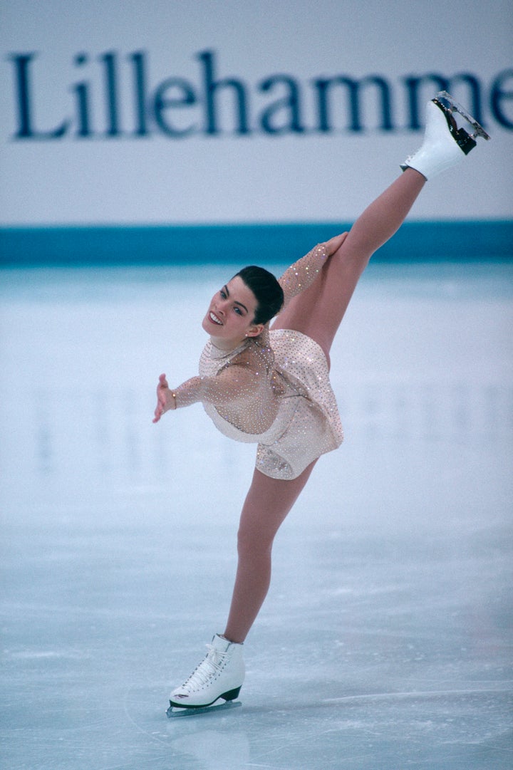 U.S. figure skater Nancy Kerrigan during the 1994 Winter Olympics, in which she won the silver medal.