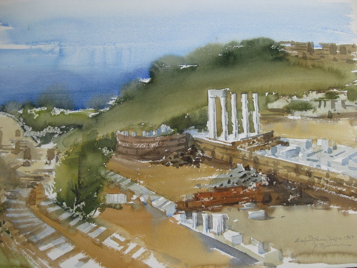 Πάρις Πρέκας (Έλληνας, 1926-1999), Σαμοθράκη, 1969. Υδατογραφία, 50 × 70 εκ.