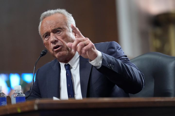 Robert F. Kennedy Jr., President Donald Trump's choice to be Secretary of Health and Human Services, appears before the Senate Finance Committee for his confirmation hearing at the Capitol in Washington, Wednesday, Jan. 29, 2025. (AP Photo/J. Scott Applewhite)