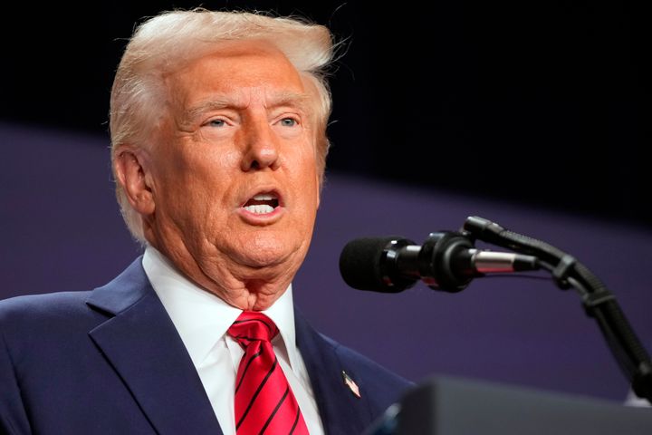 President Donald Trump speaks at the 2025 House Republican Members Conference Dinner at Trump National Doral Miami in Doral, Fla., Monday, Jan. 27, 2025. (AP Photo/Mark Schiefelbein)