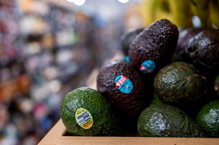 Avocados from Mexico at a grocery store in San Francisco, California, US, on Thursday, Jan. 30, 2025. Prices for avocados, the main ingredient in guacamole, have been on the rise and more pressure is coming on Feb. 1 with President Trump expected to enact 25% tariffs on imports from Mexico, which produces 90% of the avocados Americans consume. Photographer: David Paul Morris/Bloomberg via Getty Images