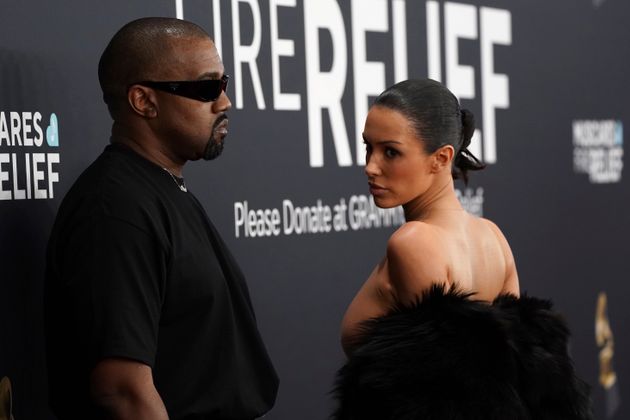 Ye (formerly known as Kanye West) and his wife Bianca Censori arriving at the 2025 Grammys