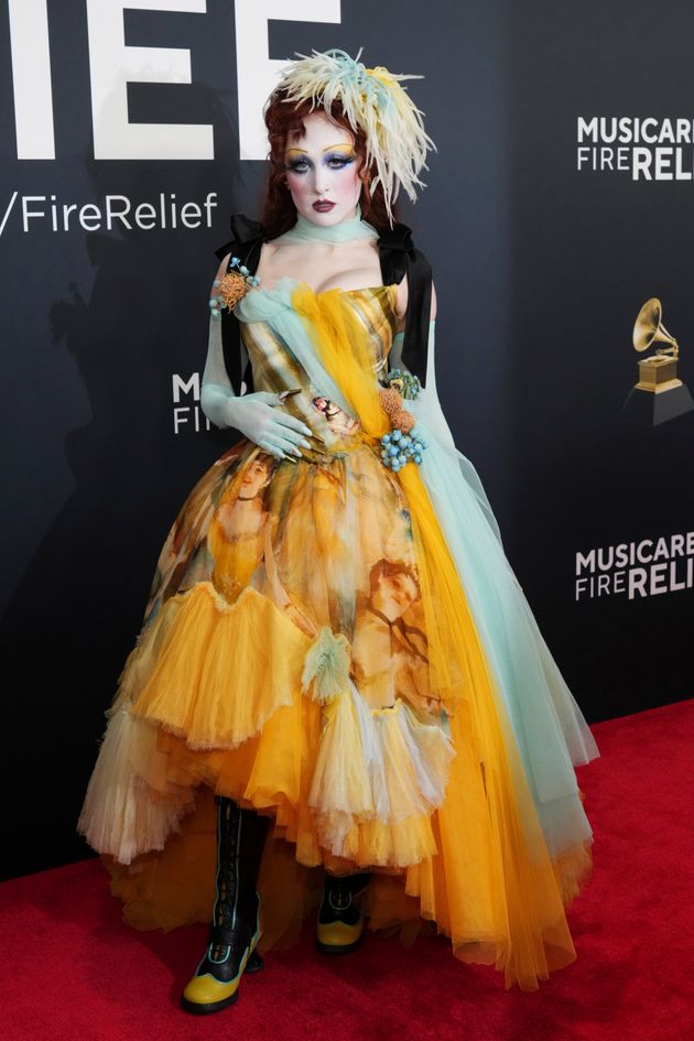 Chappell Roan made her Grammys debut on Sunday night – with a suitably OTT red carpet look