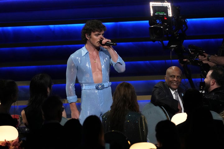 Benson Boone performing during the 2025 Grammys ceremony