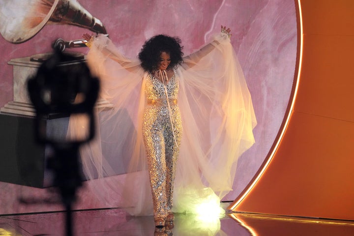 Diana Ross arriving on stage to present Song Of The Year