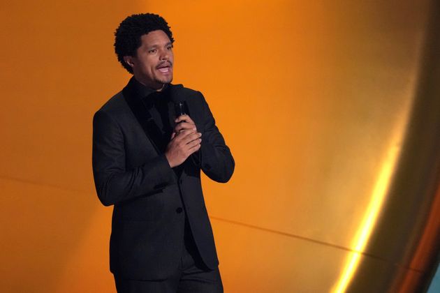 Grammys host Trevor Noah on stage during this year's ceremony