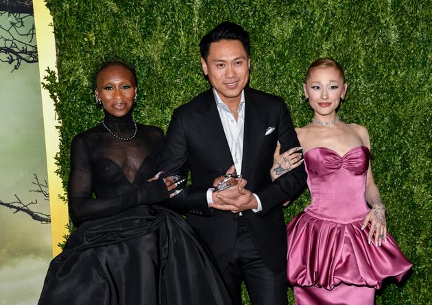 Cynthia Erivo, Jon M. Chu and Ariana Grande at the premiere of Wicked last month