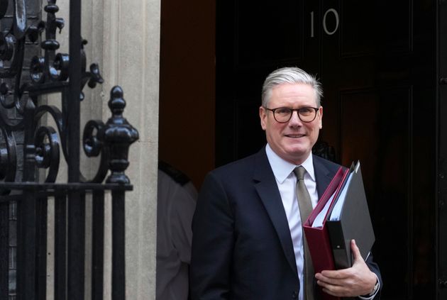 Britain's Prime Minister Keir Starmer leaves Downing Street to attend the weekly session of Prime Ministers Questions.