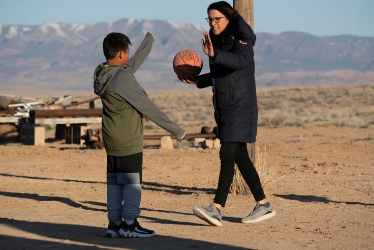 Freeland is seen on the set of "Rez Ball."