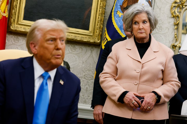 WASHINGTON, DC - FEBRUARY 04: U.S. President Donald Trump, accompanied by White House Chief of Staff Susie Wiles (R), speaks during a meeting with Israeli Prime Minister Benjamin Netanyahu in the Oval Office of the White House on February 04, 2025 in Washington, DC. Netanyahu is the first foreign leader to visit Trump since he returned to the White House last month. (Photo by Anna Moneymaker/Getty Images)