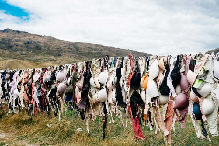 Bras on a washing line