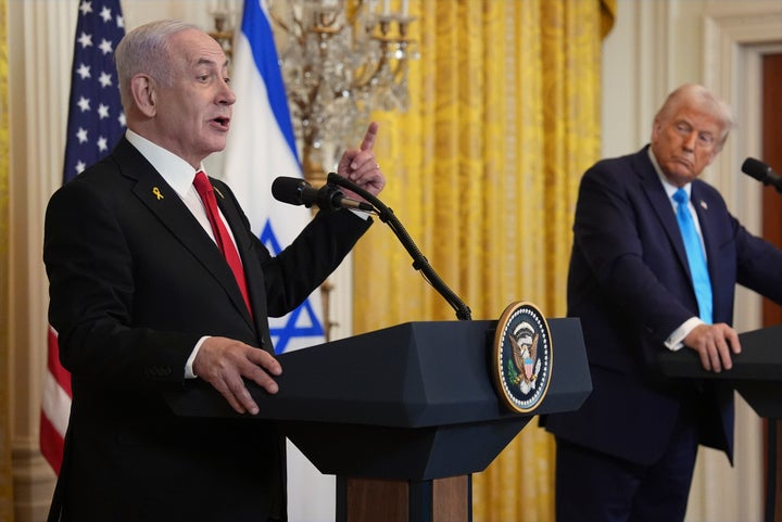 Israeli Prime Minister Benjamin Netanyahu, left, and U.S. President Donald Trump outlined their plans for Gaza in a news conference Tuesday.