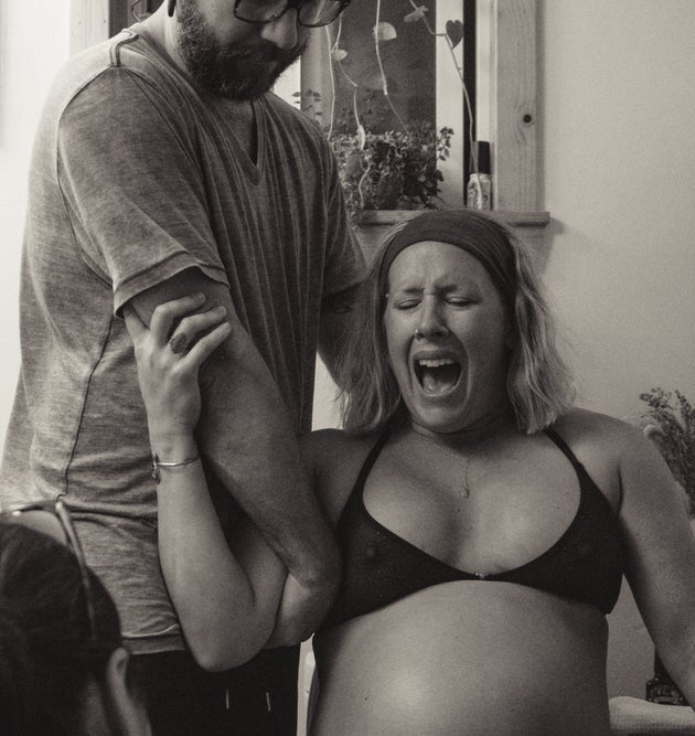 The author screaming during labour.