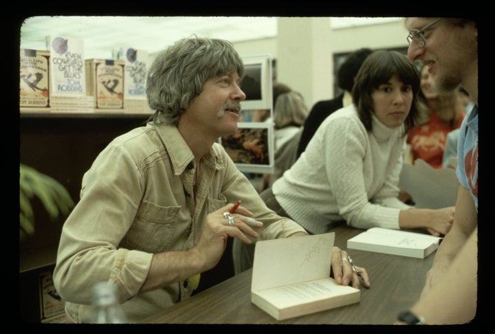 Tom Robbins, author of Still Life with Woodpecker, appears at a book signing at Stacey's Bookstore in San Francisco in this undated file photo. (Photo by © Roger Ressmeyer/CORBIS/VCG via Getty Images)