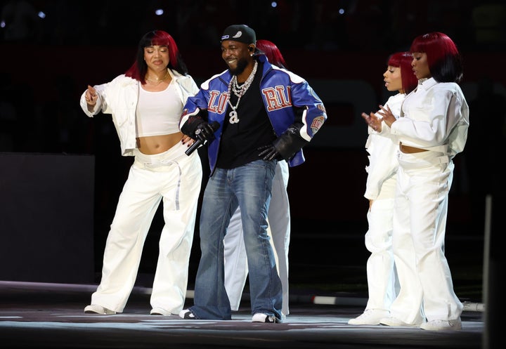 Above, Lamar made history as the first solo rapper to headline the Super Bowl halftime show. His visual choices were just as much a conversation-starter as his music.