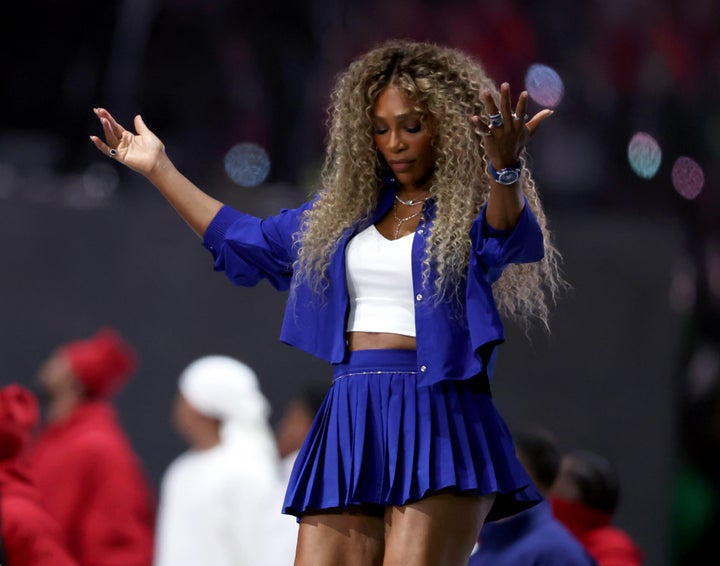 Serena Williams performs onstage during Apple Music Super Bowl LIX Halftime Show at Caesars Superdome on February 09, 2025 in New Orleans, Louisiana. 