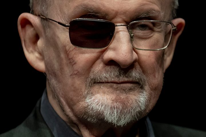 Salman Rushdie is seen in a press photo ahead of his 2024 book that recalled his near fatal stabbing. The author testified Tuesday against his alleged attacker, Hadi Matar.