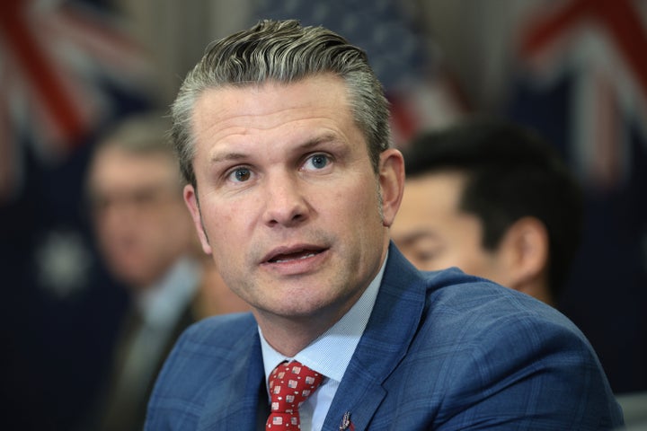 U.S. Secretary of Defense Pete Hegseth speaks to members of the press during a bilateral meeting with Australian Deputy Prime Minister and Defense Minister Richard Marles at the Pentagon on February 7, 2025 in Arlington, Virginia. (Photo by Alex Wong/Getty Images)
