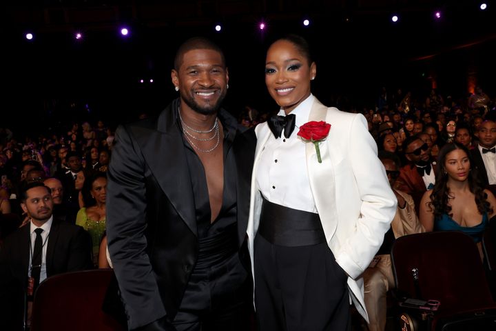 Usher (left) and Keke Palmer (right) attend the 55th NAACP Image Awards at Shrine Auditorium and Expo Hall on March 16, 2024, in Los Angeles, California.