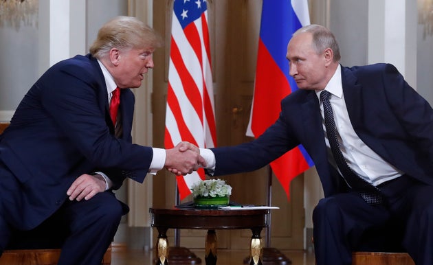 Donald Trump with Vladimir Putin in 2018.