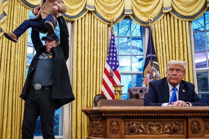 Musk brought his 4-year-old son to his joint press conference at the Oval Office with Trump on February 11, 2025 in Washington, DC.