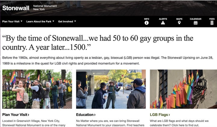 LGBTQ＋の表示からTとQ+が削除された国立公園局「ストーンウォール国立記念碑」のウェブサイト