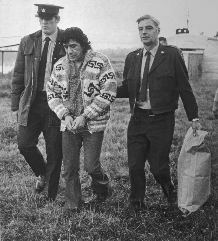 Peltier is seen ahead of his deportation from Canada to face charges of murdering two FBI agents.