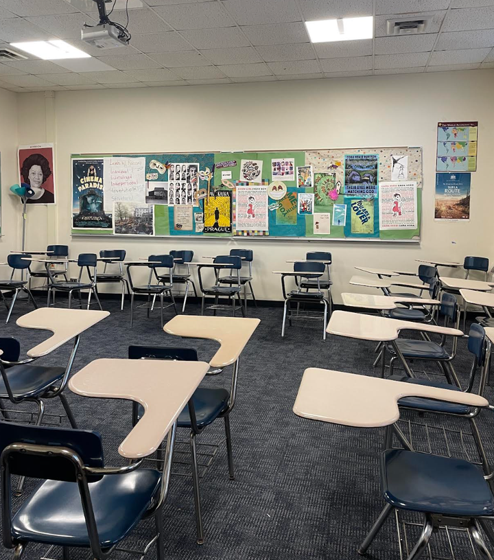 The classroom where the author teaches high school English