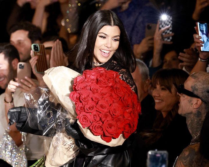 Kourtney Kardashian said she'd donated the massive floral arrangements used in her Valentine's Day celebrations to a hospital and an assisted living facility. 