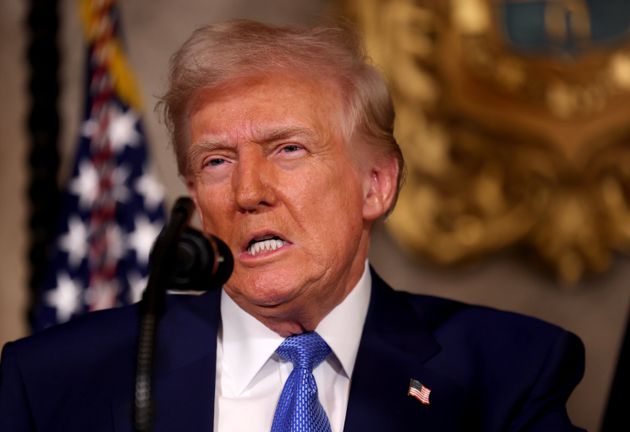 US President Donald Trump delivers remarks after signing an executive order on expanding access to IVF at his Mar-a-Lago resort on February 18, 2025 in Palm Beach, Florida. 