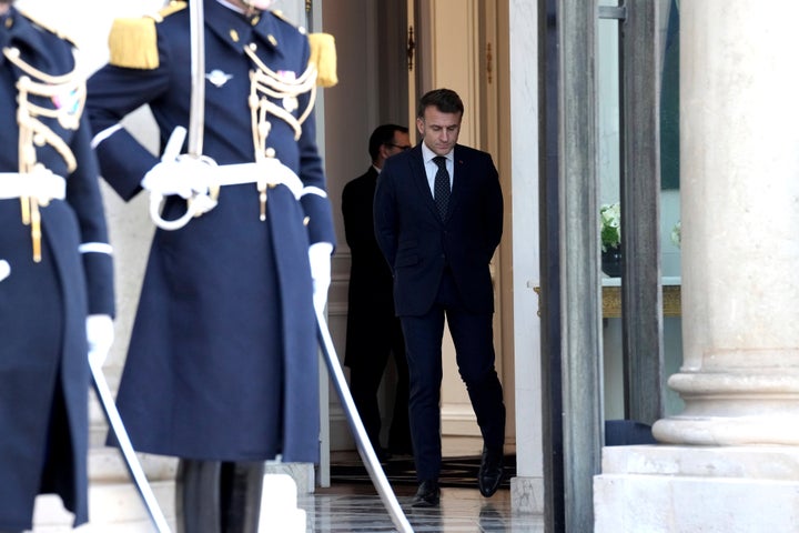 Ο πρόεδρος Μακρόν στο Ελιζέ (AP Photo/Aurelien Morissard)