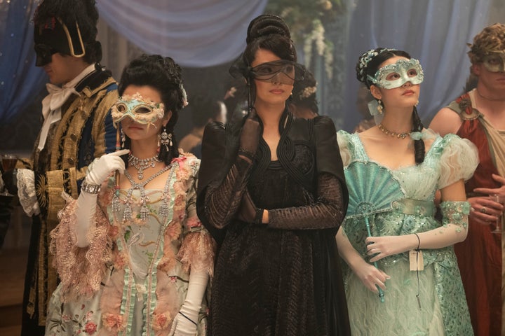 Katie Leung stars Lady Araminta Gao alongside Michelle Mao as Rosamund Li and Isabella Wei as Posy Li