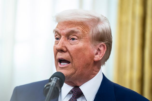 Donald J Trump speaks after signing an executive order in the Oval Office at the White House on Thursday, Feb 13, 2025 in Washington, DC.