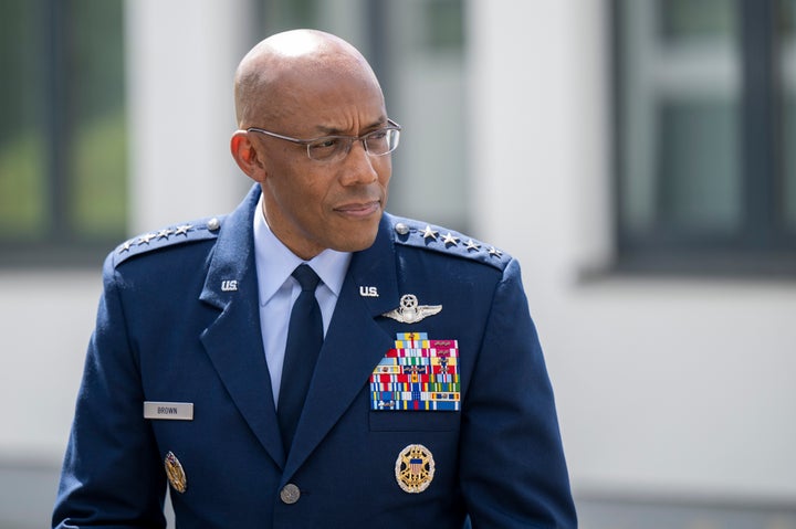 11 July 2022, Mecklemburg-Western Pomerania, Laage: Charles Quinton Brown Jr, U.S. general and chief of staff of the United States Air Force, photographed during his visit from Tactical Air Wing 73 ÇSteinhoffÈ. Photo: Monika Skolimowska/dpa (Photo by Monika Skolimowska/picture alliance via Getty Images)