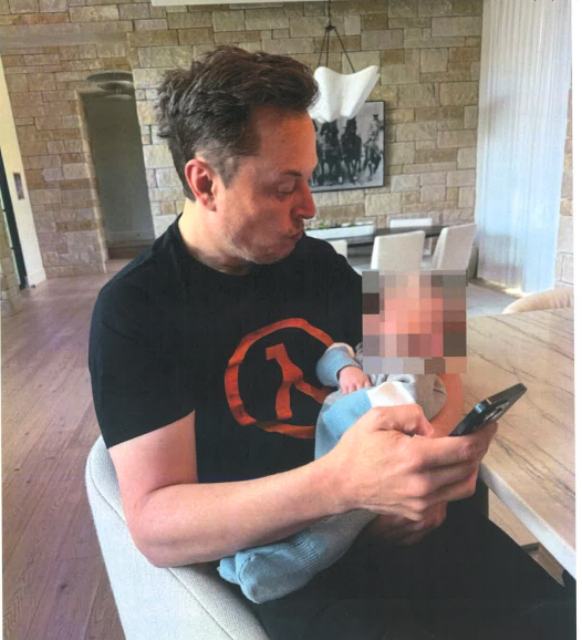 Elon Musk, supostamente segurando seu filho com a influenciadora Ashley St. Claire, via Suprema Corte de Nova York