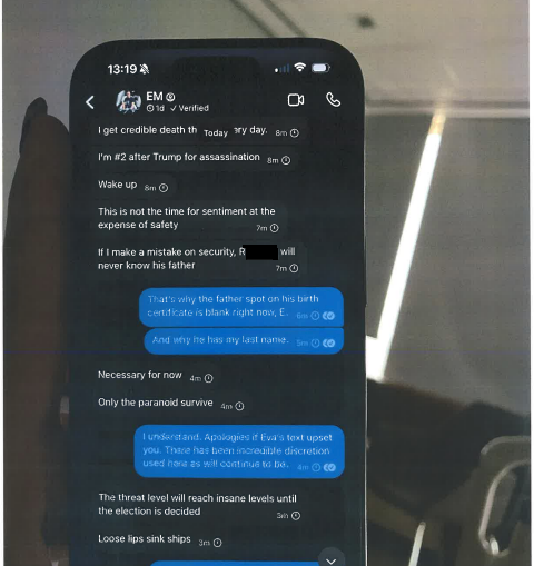 Text Messages between Ashley St. Clair and Elon Musk via New York Supreme Court