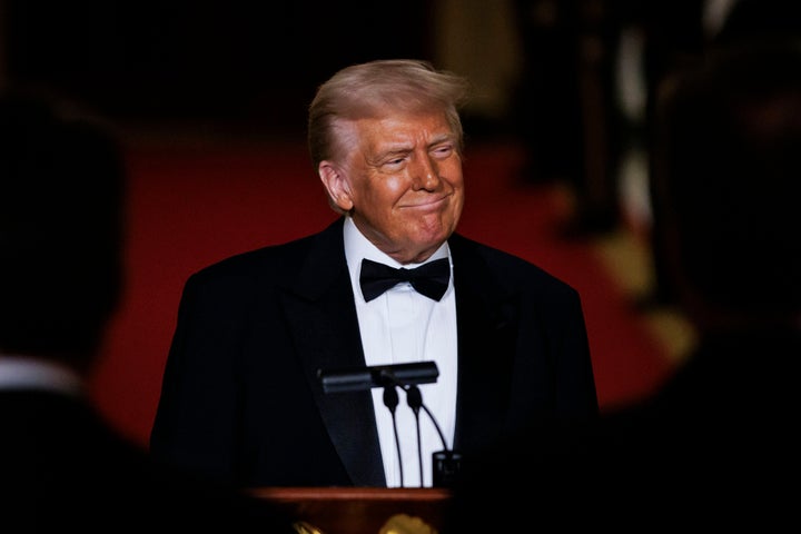 President Donald Trump speaks at the National Governors Association dinner at the White House on Saturday.