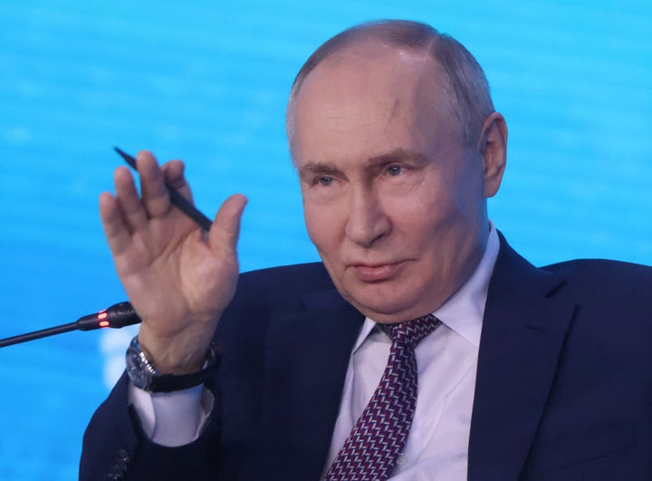 Russian President Vladimir Putin speaks during an event in Moscow on Saturday.