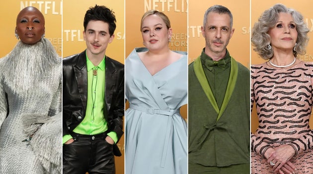 Cynthia Erivo, Timothée Chalamet, Nicola Coughlan, Jeremy Strong and Jane Fonda at the 2025 SAG Awards